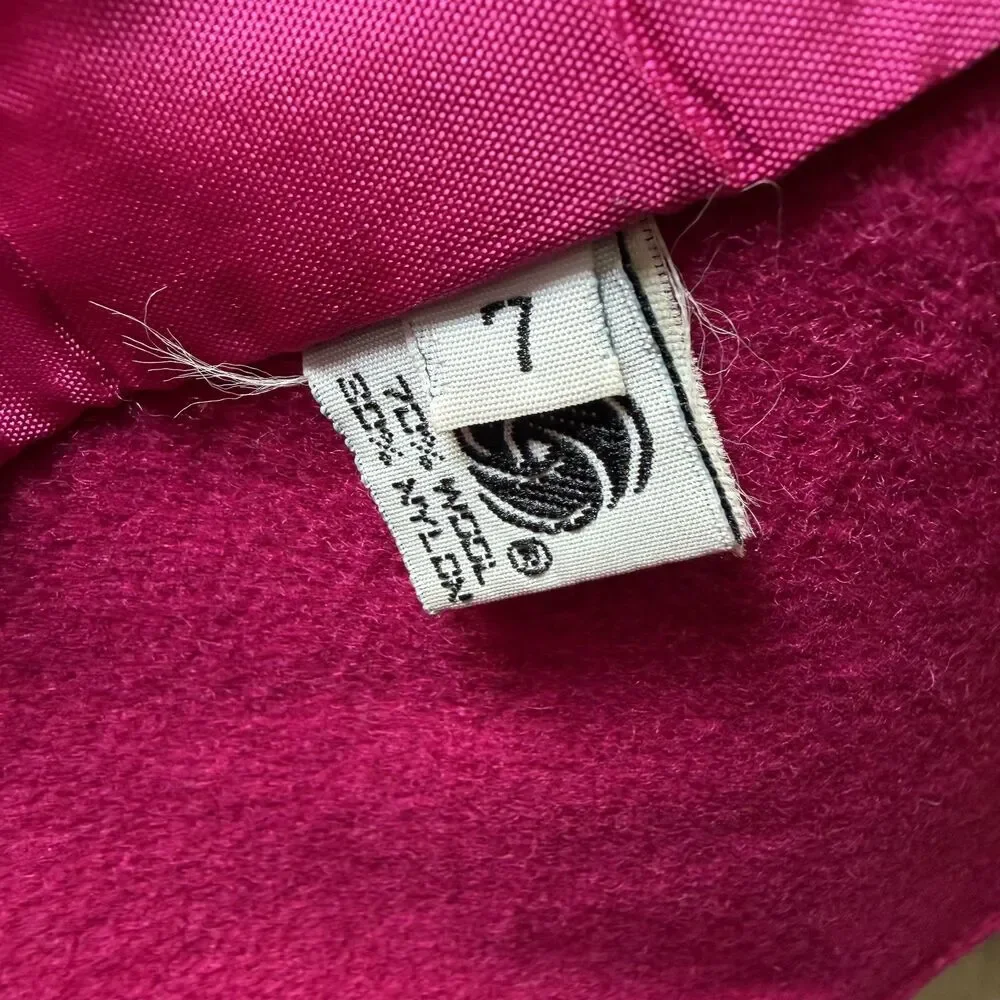 Vintage Rothschild Girls Size 7 Pink Wool Blend Dress Coat Black Velvet Made USA
